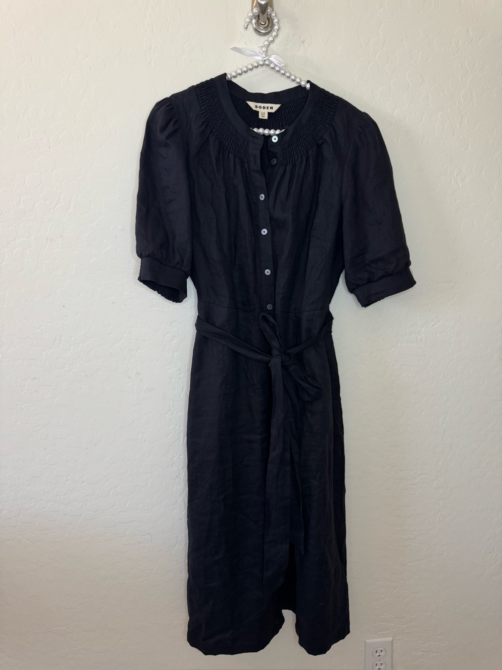 Boden Black Button-Front Midi Shirt Dress - Picture 5 of 6